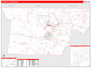 Florence-Muscle Shoals Metro Area Wall Map Red Line Style